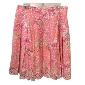 Lilly Pulitzer Ingrid Skirt in Pulitzers Prize, Pleated Eyelet Women’s Size 10
